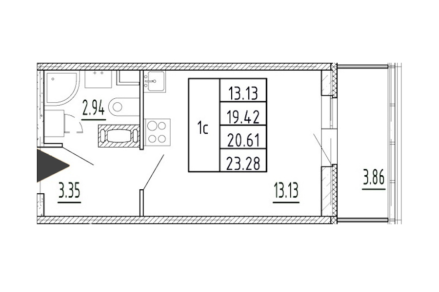 Квартира студия 19.42 м², 2/13 эт., ЖК «Полис Приморский 2»